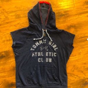 Girls hooded short sleeve zip up